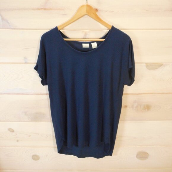 St. Tropez West Women's size M Blue Short Sleeve Tee Soft Knit Pullover T-shirt - Picture 1 of 7